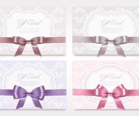 Exquisite ribbon bow gift cards vector set 25