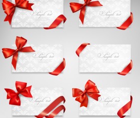 Exquisite ribbon bow gift cards vector set 26