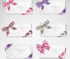 Exquisite ribbon bow gift cards vector set 28