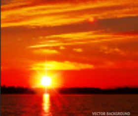 Fiery red sunset background art 04