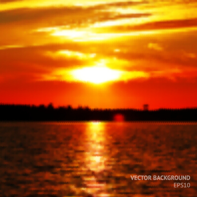 Fiery red sunset background art 05