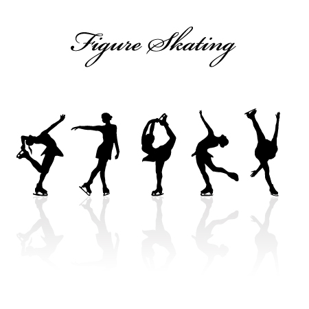 Figure skating design vector silhouettes