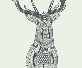Floral deer head vector graphics