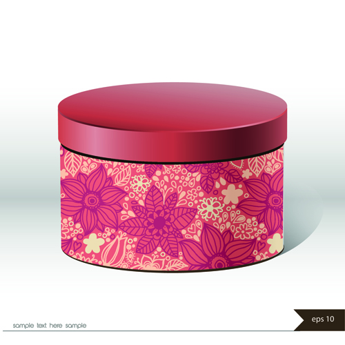 Floral package box cover vector material 01