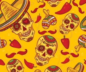 Floral skulls seamless pattern vector set 01