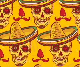 Floral skulls seamless pattern vector set 02