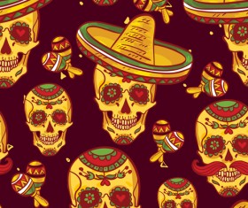 Floral skulls seamless pattern vector set 06