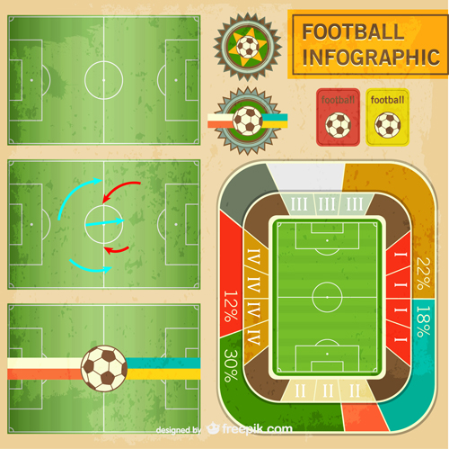 Football field infographics vector graphics