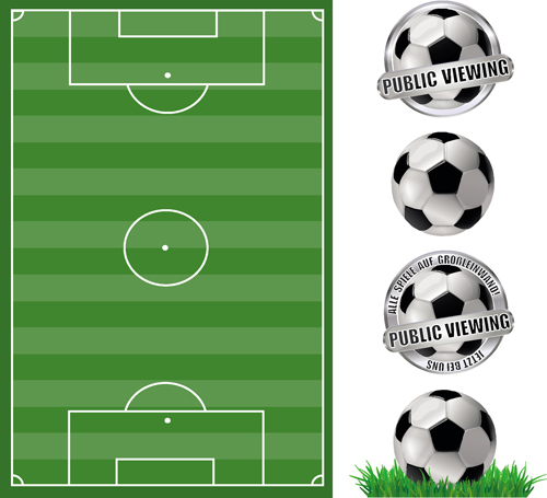 Football field with football labels vector 01