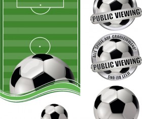 Football field with football labels vector 02