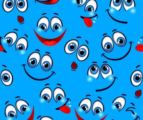 Funny cartoon face pattern vector graphic