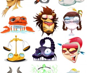 Funny cartoon zodiac design vector