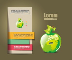 Glass apple and world map vector background