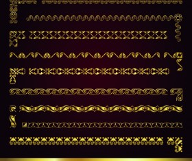 Golden borders with corners elements vector graphic 01