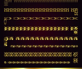 Golden borders with corners elements vector graphic 02