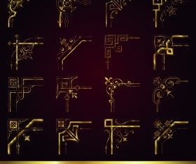 Golden corners ornaments vector material