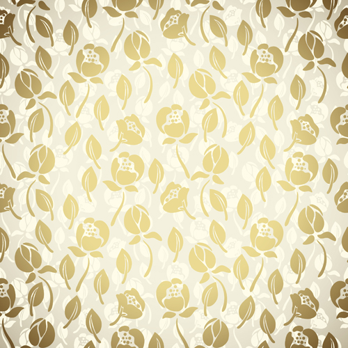 Download Golden flower seamless pattern vector free download