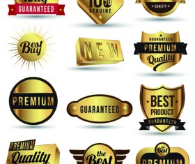 Golden sale badges and label with stickers vector 03