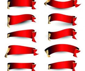 Golden with red ribbon banner vector graphic