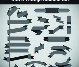 Gray retor ribbon vector material set 01