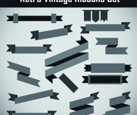 Gray retor ribbon vector material set 02