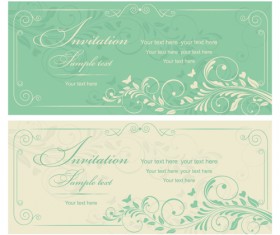 Gray vintage style floral invitations cards vector 01