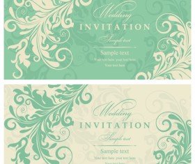 Gray vintage style floral invitations cards vector 02
