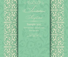 Gray vintage style floral invitations cards vector 03