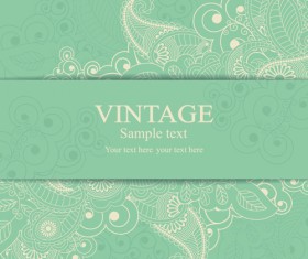 Gray vintage style floral invitations cards vector 04