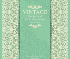 Gray vintage style floral invitations cards vector 05