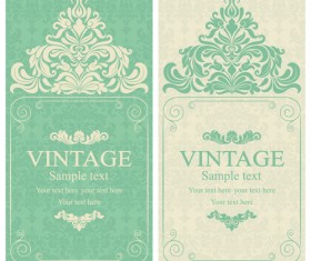 Gray vintage style floral invitations cards vector 06