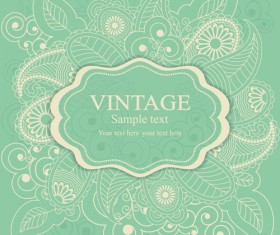 Gray vintage style floral invitations cards vector 07