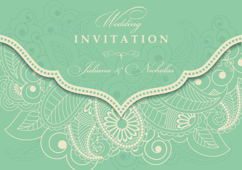 Gray vintage style floral invitations cards vector 08