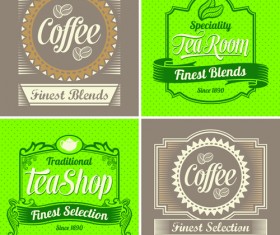 Green and brown coffee labels vector
