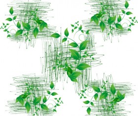 Green leaves with grunge elements vector