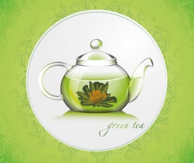Green tea with pattern background vector