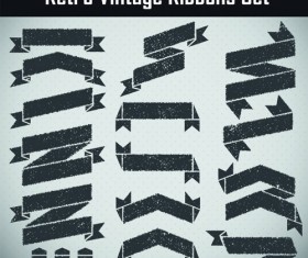 Grunge black ribbon vector set