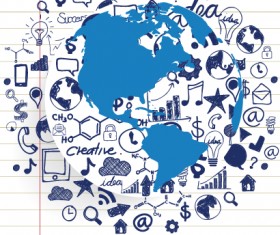 Hand drawing Infographic elements and earth vector