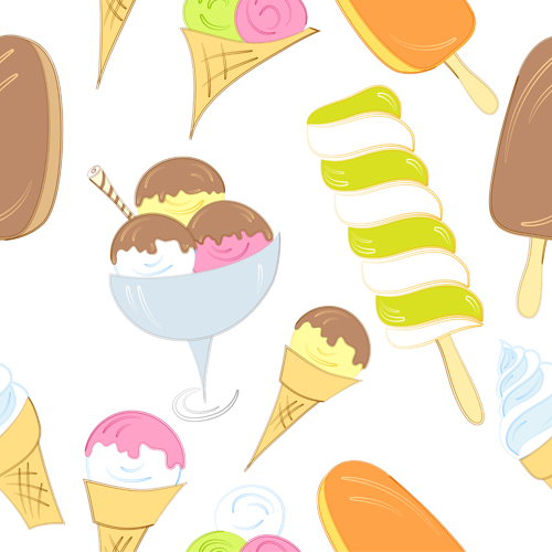 Hand drawing ice cream seamless pattern vector