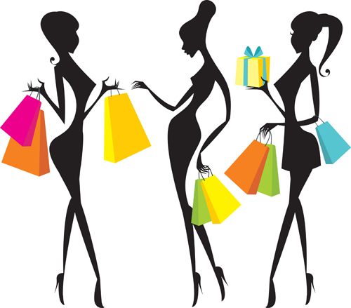 Hand drawing shopping girls vector set 04 free download