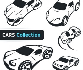 Hand drawn abstract car set vector