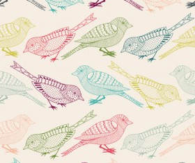 Hand drawn birds seamless pattern vector material