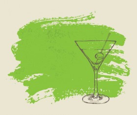 Hand drawn cocktail with grunge background 02