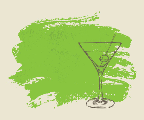 Hand drawn cocktail with grunge background 02