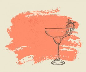 Hand drawn cocktail with grunge background 03