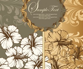 Hand drawn flower with floral vector cards 01