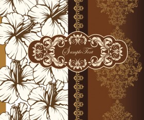 Hand drawn flower with floral vector cards 02