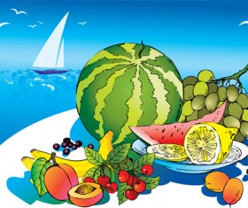 Hand drawn summer fruits vector graphics