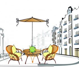 Hand drawn town streets design vector set 02