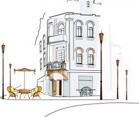 Hand drawn town streets design vector set 03